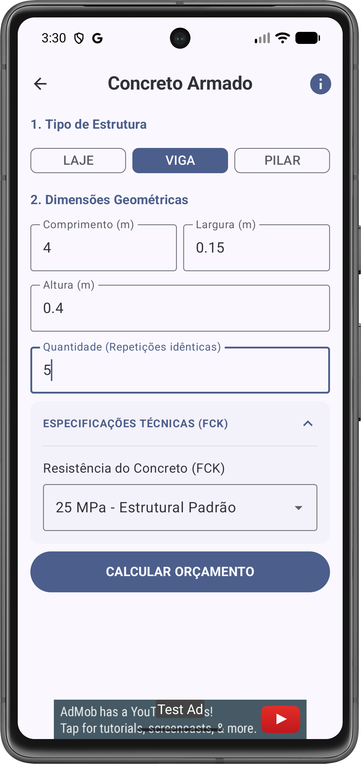 Configuração de Concreto Armado
