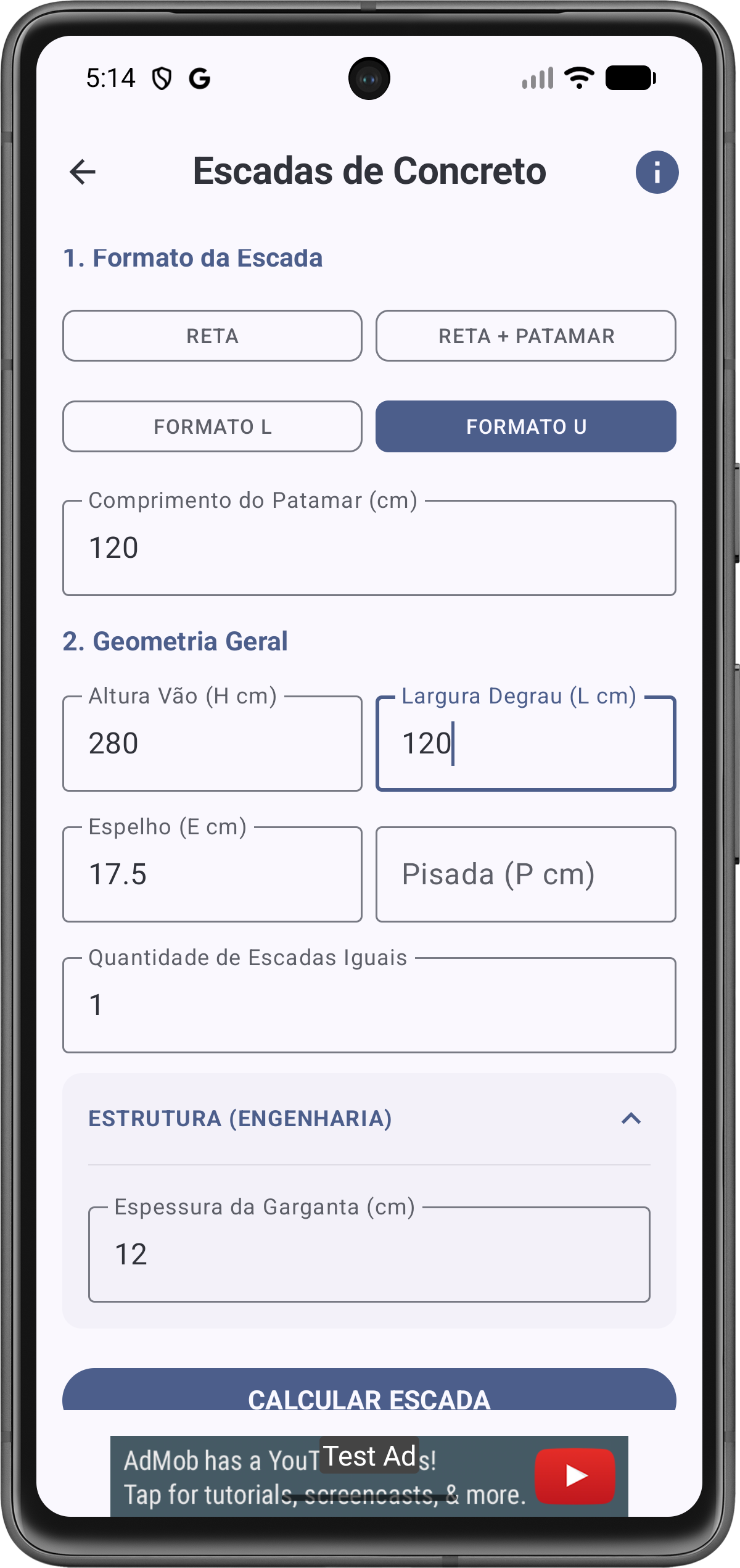 Configuração de Escadas
