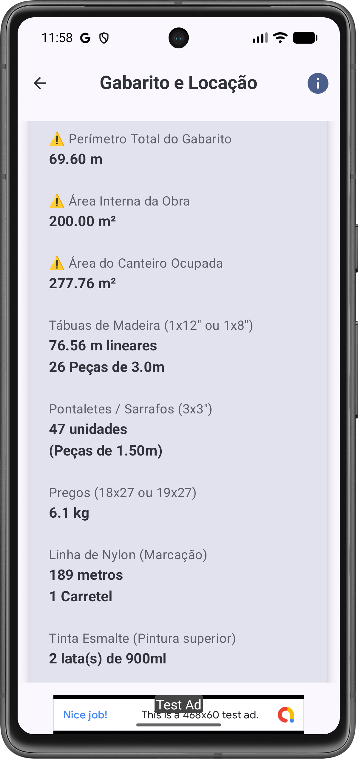 Tela de Resultados de Locação