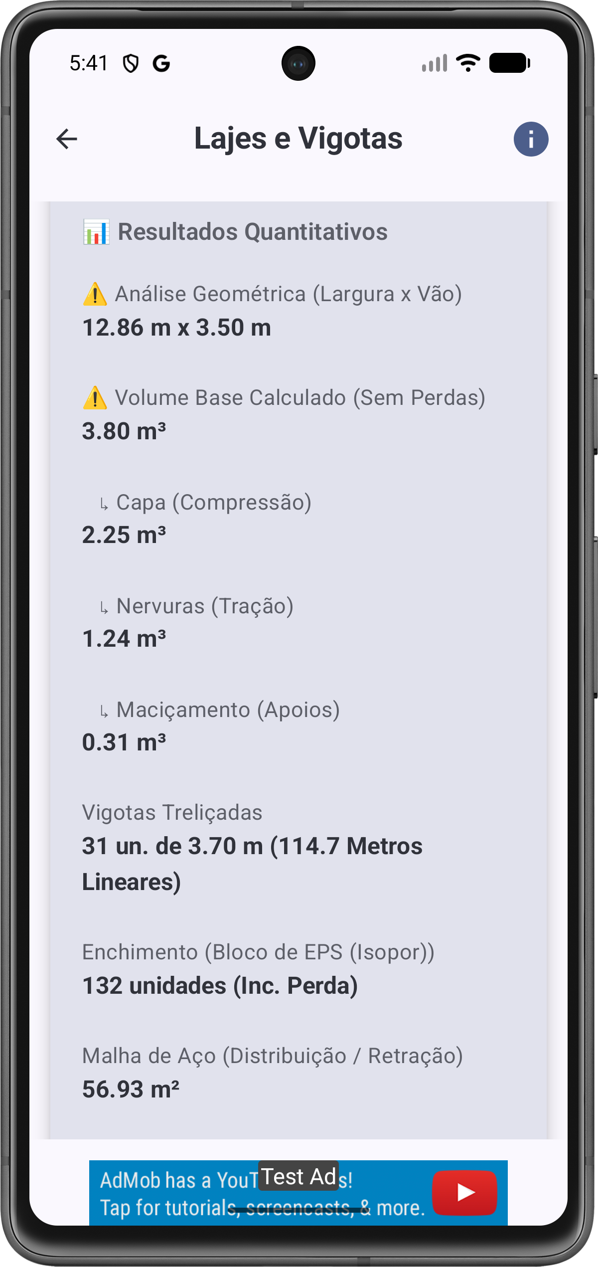 Resultados de Lajes e Vigotas